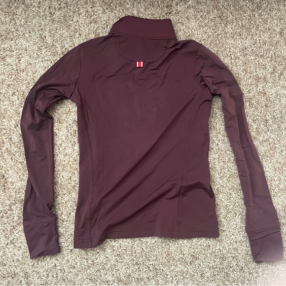Tracksmith fresh pond long sleeve half zip in wine - Picture 2 of 4